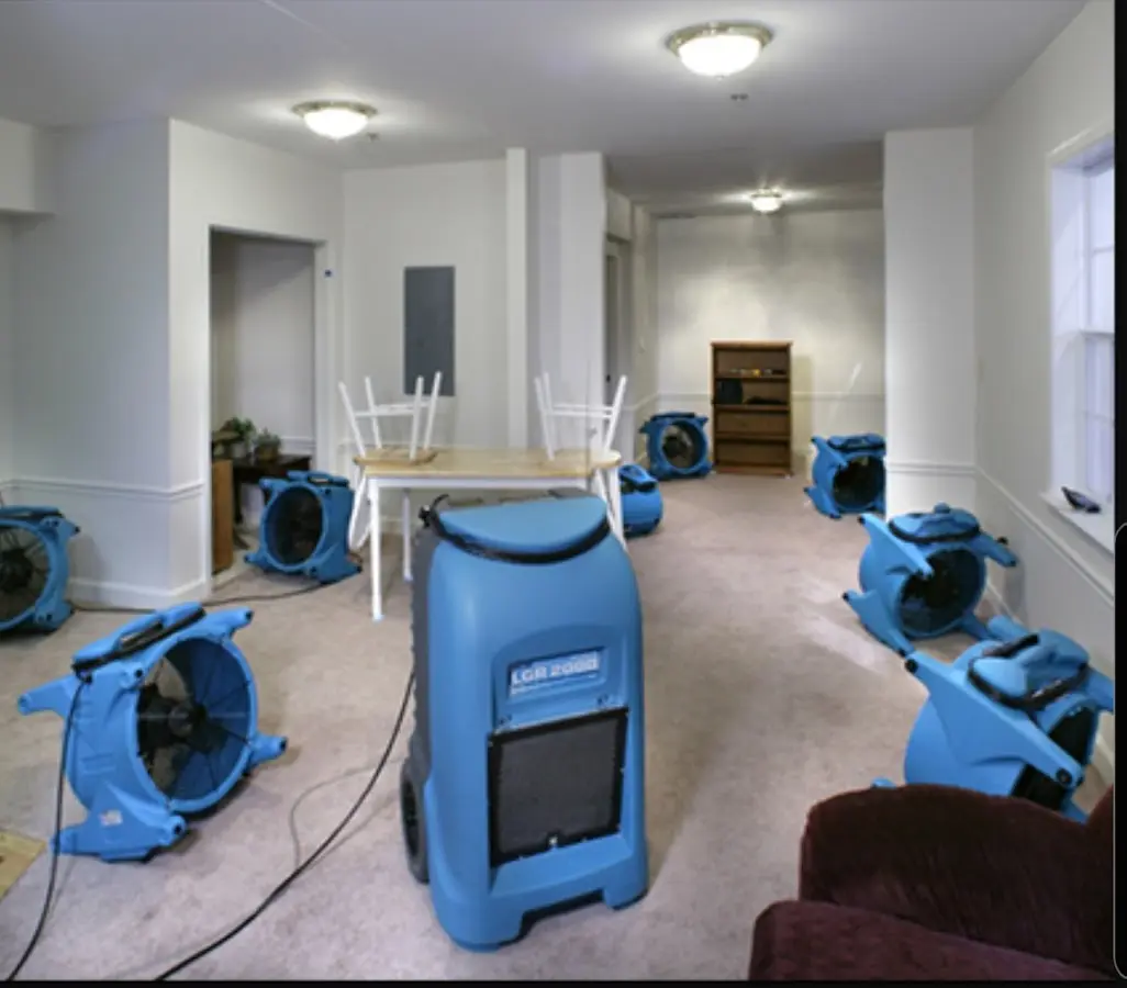 Air movers and dehumidifier setup for Water Damage Restoration in Weslaco